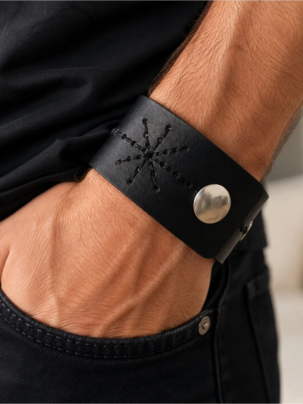 Men's Bracelet Nautical Nature Black Urban Snap